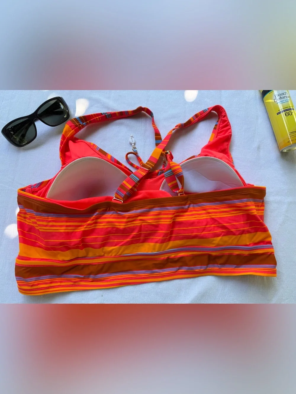 NEW Size 3X wild fable Bright Red & White Swim Top Adjustable Front Ties